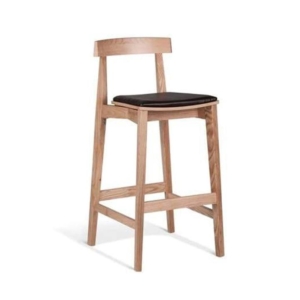 Masa Ito Oriental Bar Stool 75cm - Natural Frame - Brown Cushion Seat