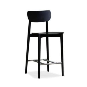 Nord Notodden Bar Stool 65cm - Black Frame - Black Timber Seat