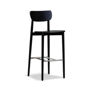 Nord Notodden Bar Stool 75cm - Black Frame - Black Timber Seat