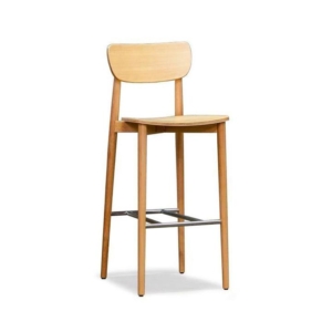 Nord Notodden Bar Stool 75cm - Natural Frame - Natural Timber Seat