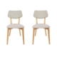Set Of 2 - Jelly Bean Scandinavian Fabric Wooden Dining Chair - Sand