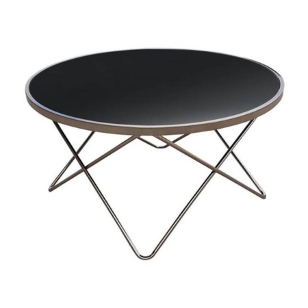 Champagne Modern Scandinavian Round Coffee Table - 85cm - Tempered Glass Top