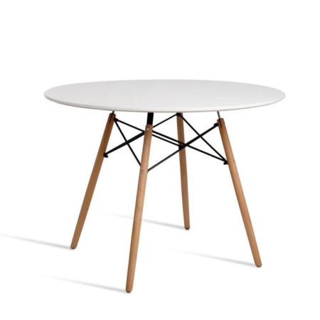 Dining Table 4 Seater Round Replica DSW Eiffel Kitchen Timber White