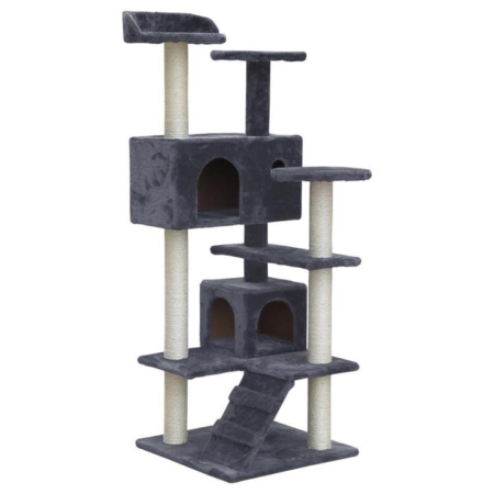 Cat Tree 134cm Trees Scratching Post Scratcher Tower Condo House Furniture Wood Grey