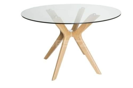 Lyn Round Glass Dining Table - 120cm - Natural