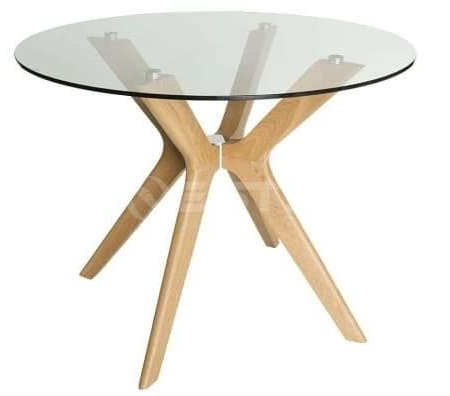 Lyn Round Glass Dining Table - 100cm - Natural