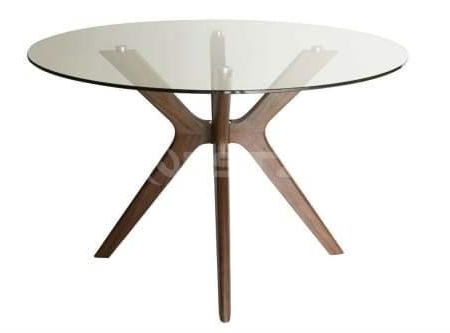 Lyn Round Glass Dining Table - 120cm - Walnut