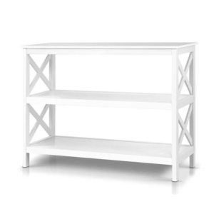 Wooden Storage Console Table - White