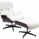 Eames Replica Lounge Chair & Ottoman - 4-Star Ottoman - Premium Leather - White