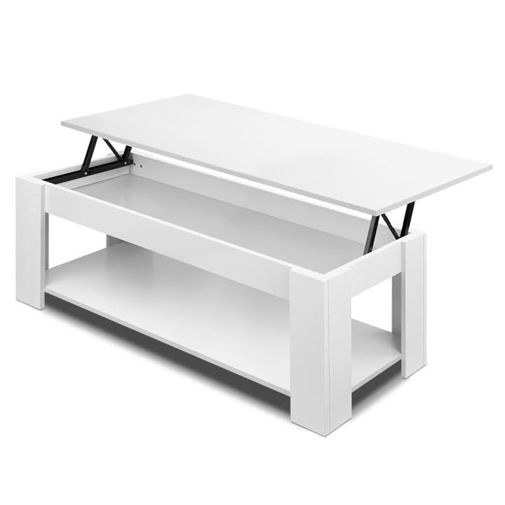 Lift Up Top Mechanical Coffee Table - White