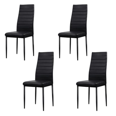 Set of 4 Dining Chairs PVC Leather - Black