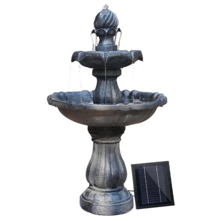 3 Tier Solar Powered Water Fountain - Black