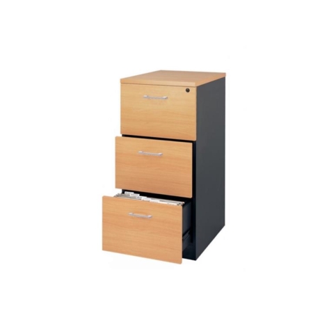 Mantone 3 Drawer Filing Cabinet Storage - Select Beech/Ironstone