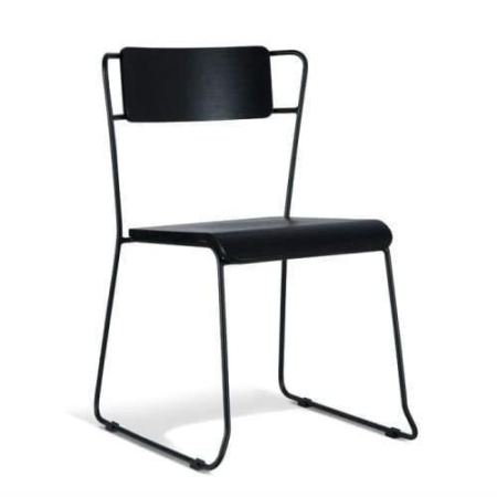 Bavleen  Dining Chair - Black Frame - Black Veneer Seat