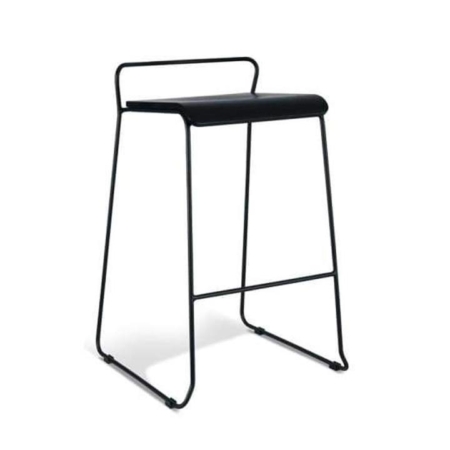 Bavleen Bar Stool 75cm - Black Frame - Black Veneer Seat