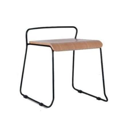 Bavleen Bar Low Stool 45cm - Black Frame - Natural Veneer Seat