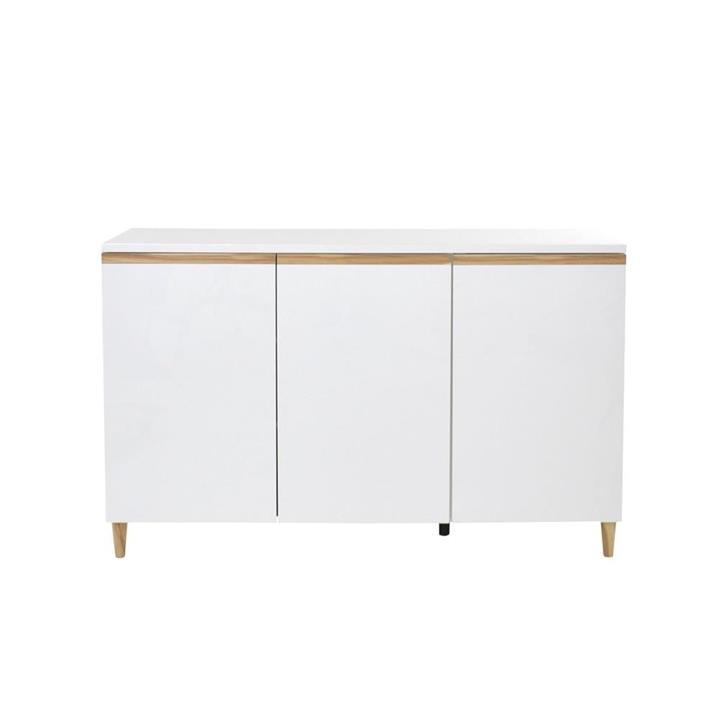 Carrie Sideboard Buffet Unit Cabinet - High Gloss White / Antique Oak