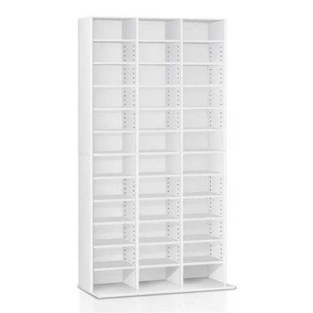 Adjustable Book Storage Shelf Rack Unit - White