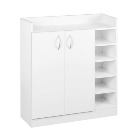 2 Doors Shoe Cabinet Storage Cupboard - White