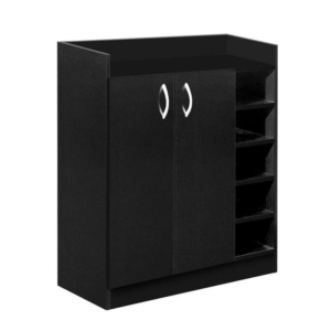 2 Doors Shoe Cabinet Storage Cupboard - Black