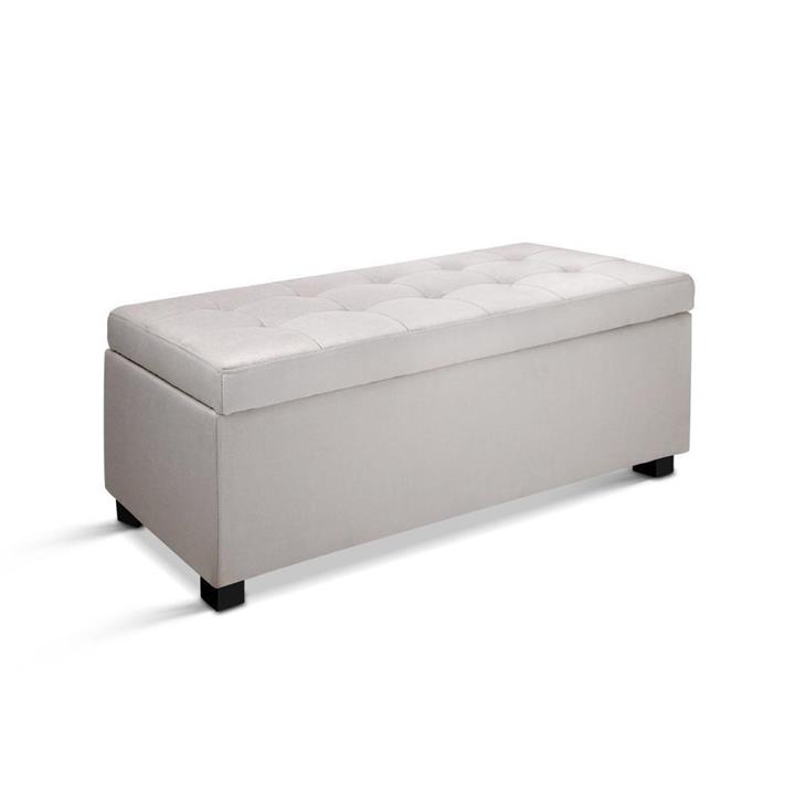 Large Fabric Storage Ottoman - Beige