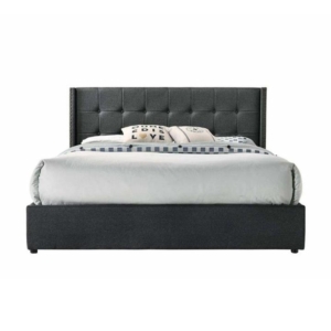 Sigurd Winged Headboard Gas Lift Storage Bed Frame - Double - Charcoal