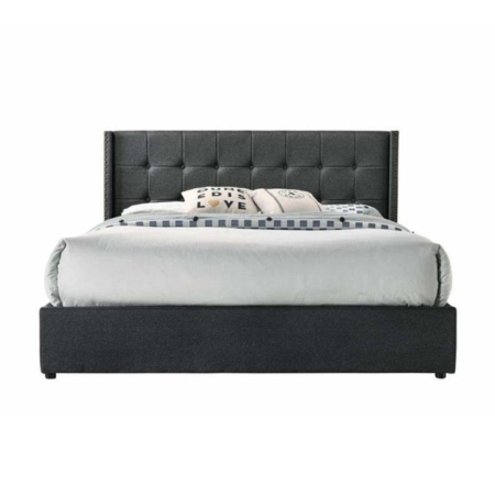 Sigurd Winged Headboard Gas Lift Storage Bed Frame - Double - Charcoal