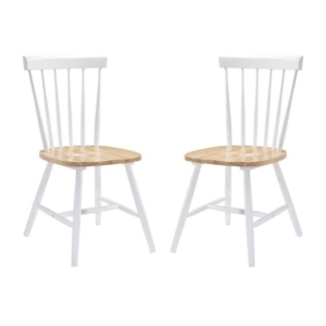 Set of Two - Hansel Dining Chairs - White Frame - Natural Seat