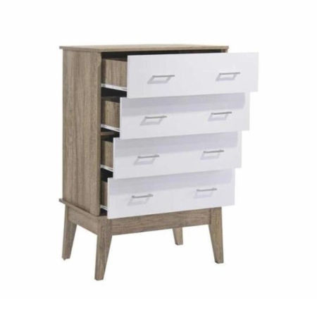 Endo Tallboy Chest of 4-Drawers Tallboy Storage Cabinet - Natural / White