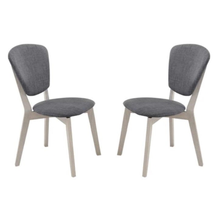 Set of Two - Helga Dining Chairs - White Wash Frame - Stone Grey Seat