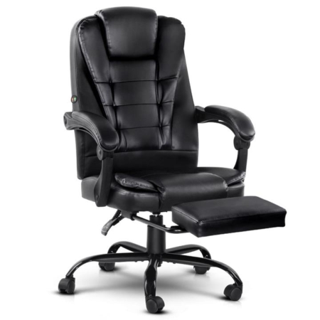 Electric Massage Office Chairs Recliner Computer Gaming Seat Footrest Black