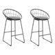 Set of 2 Bar Stools Steel Fabric - Grey and Black