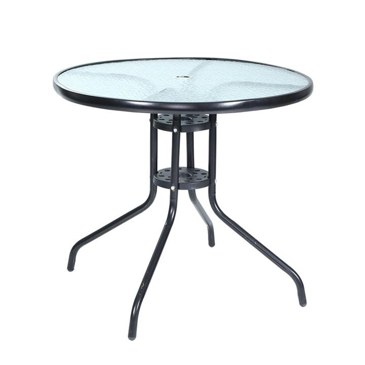 Outdoor Dining Table Bar Setting Steel Glass 70CM