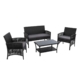 Outdoor Furniture Set Wicker Cushion 4pc Black