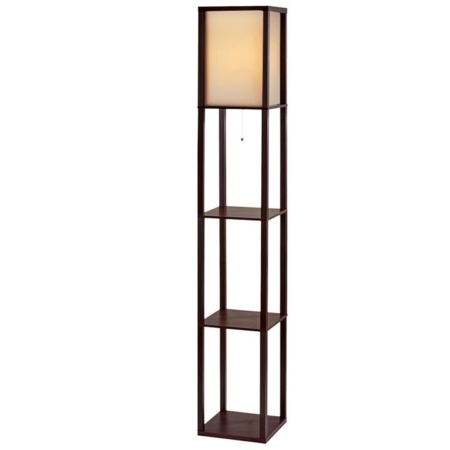 Floor Lamp Vintage Reding Light Stand Wood Shelf Storage Organizer Home