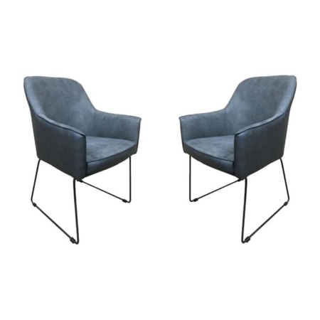 6IXTY Set Of 2 Ideal Modern Scandinavian Accent Lounge Armchair - Dark Grey