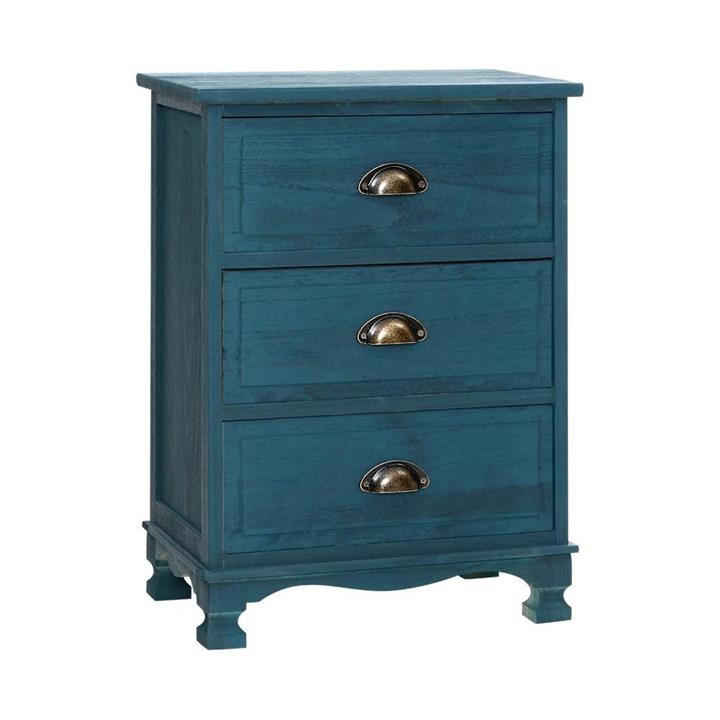 Bedside Tables Drawers Side Table Cabinet Vintage Blue Storage Nightstand