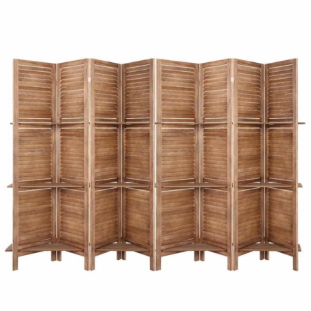 Room Divider Screen 8 Panel Privacy Dividers Shelf Wooden Timber Stand