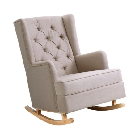 Rocking Armchair Feedining Chair Fabric Armchairs Lounge Recliner Beige