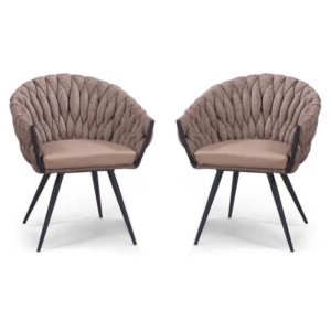 Set of 2 - Peak Fabric Dining Armchair - Chocolate Milk