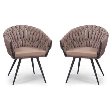 Set of 2 - Peak Fabric Dining Armchair - Chocolate Milk