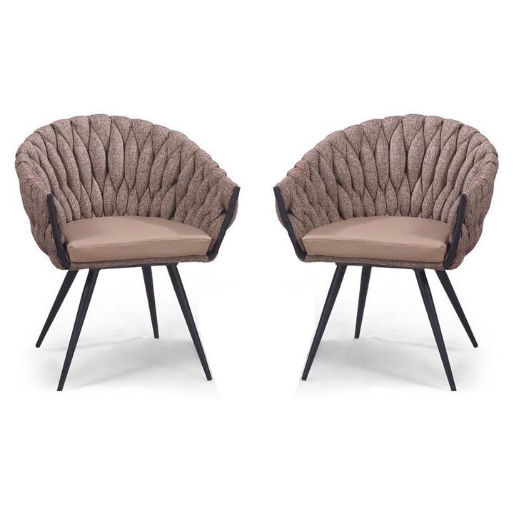 Set of 2 - Peak Fabric Dining Armchair - Chocolate Milk