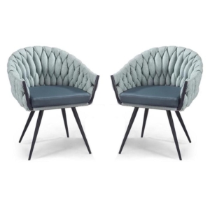 Set of 2 - Peak Fabric Dining Armchair - Ocean Teal