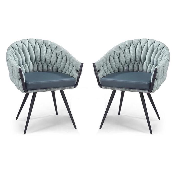 Set of 2 - Peak Fabric Dining Armchair - Ocean Teal