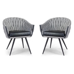 Set of 2 - Peak  Fabric Dining Armchair - Volcanic Ash