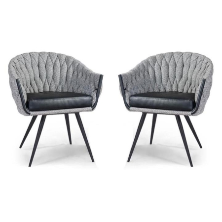 Set of 2 - Peak  Fabric Dining Armchair - Volcanic Ash