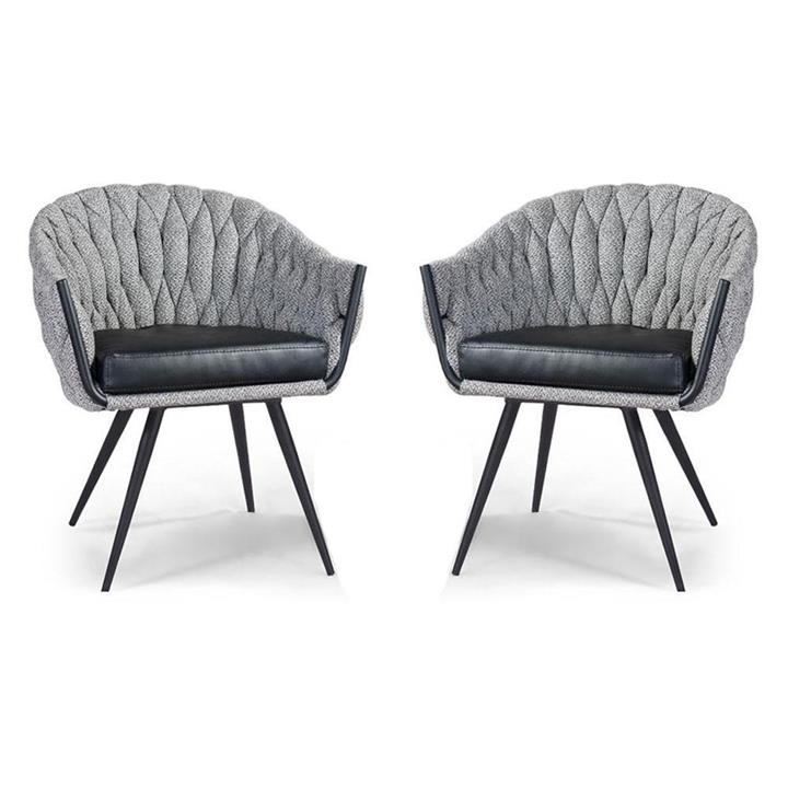 Set of 2 - Peak  Fabric Dining Armchair - Volcanic Ash