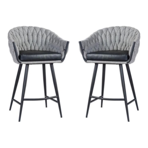 Set of 2 - Peak Fabric Bar Stool 65cm - Volcanic Ash