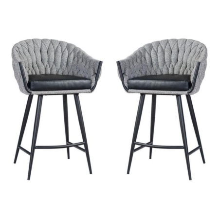 Set of 2 - Peak Fabric Bar Stool 65cm - Volcanic Ash