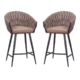 Set of 2 - Peak Fabric Bar Stool 65cm - Chocolate Milk